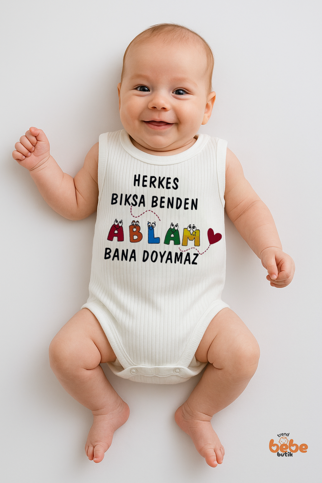Ablam Bana Doyamaz Yazılı Kız Bebek Çıtçıtlı Zıbın Body | 6-36 Ay | %100 Pamuk Yazlık Atlet Tulum 36 AY