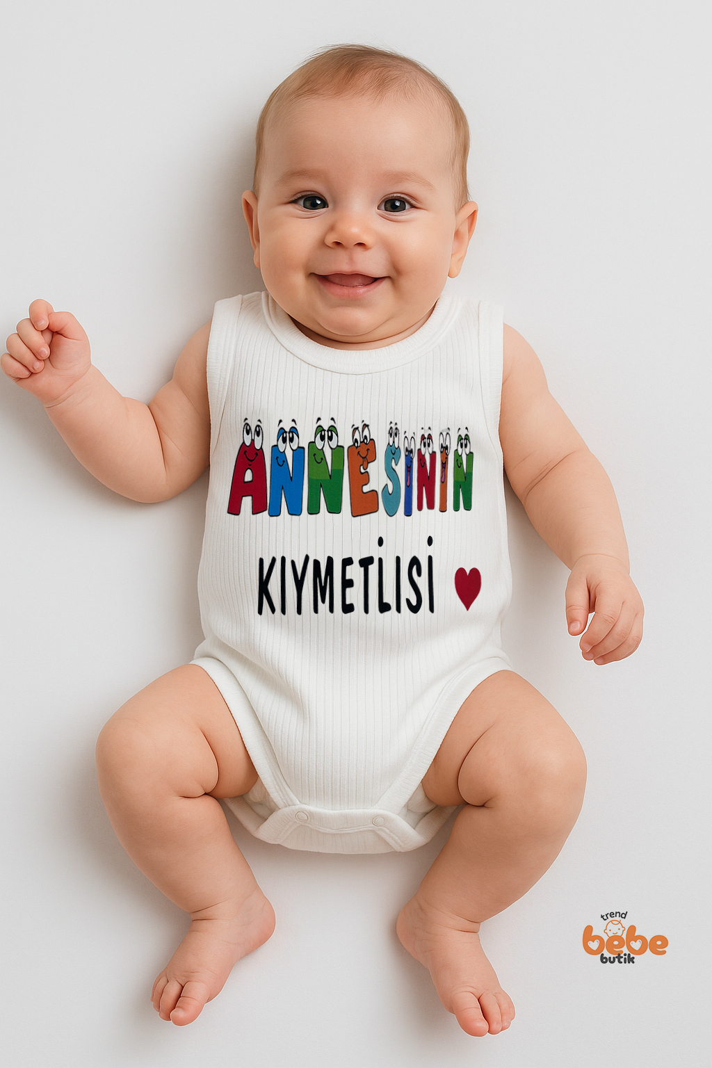 Annesinin Kıymetlisi Yazılı Unisex Bebek Çıtçıtlı Zıbın Body 6-36 Ay %100 Pamuk Yazlık Atlet Tulum 36 AY