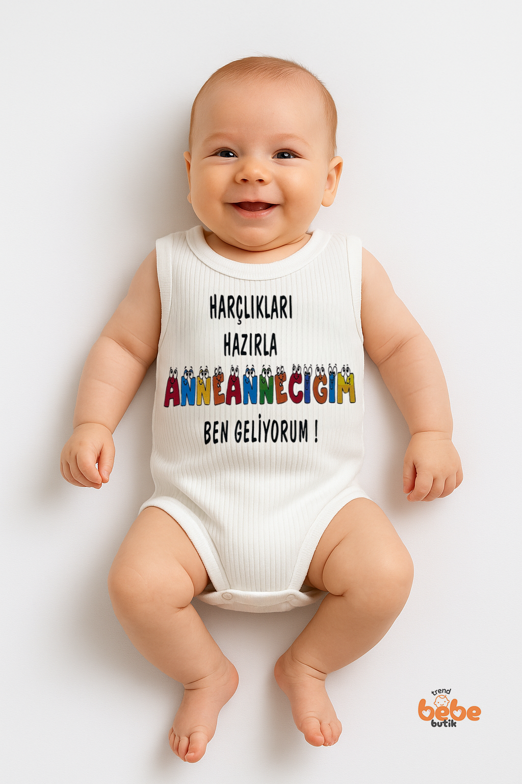 Anneanneciğim Ben Geliyorum Çıtçıtlı %100 Pamuklu Ribana Tulum Body Zıbın 6–36 Ay 36 AY