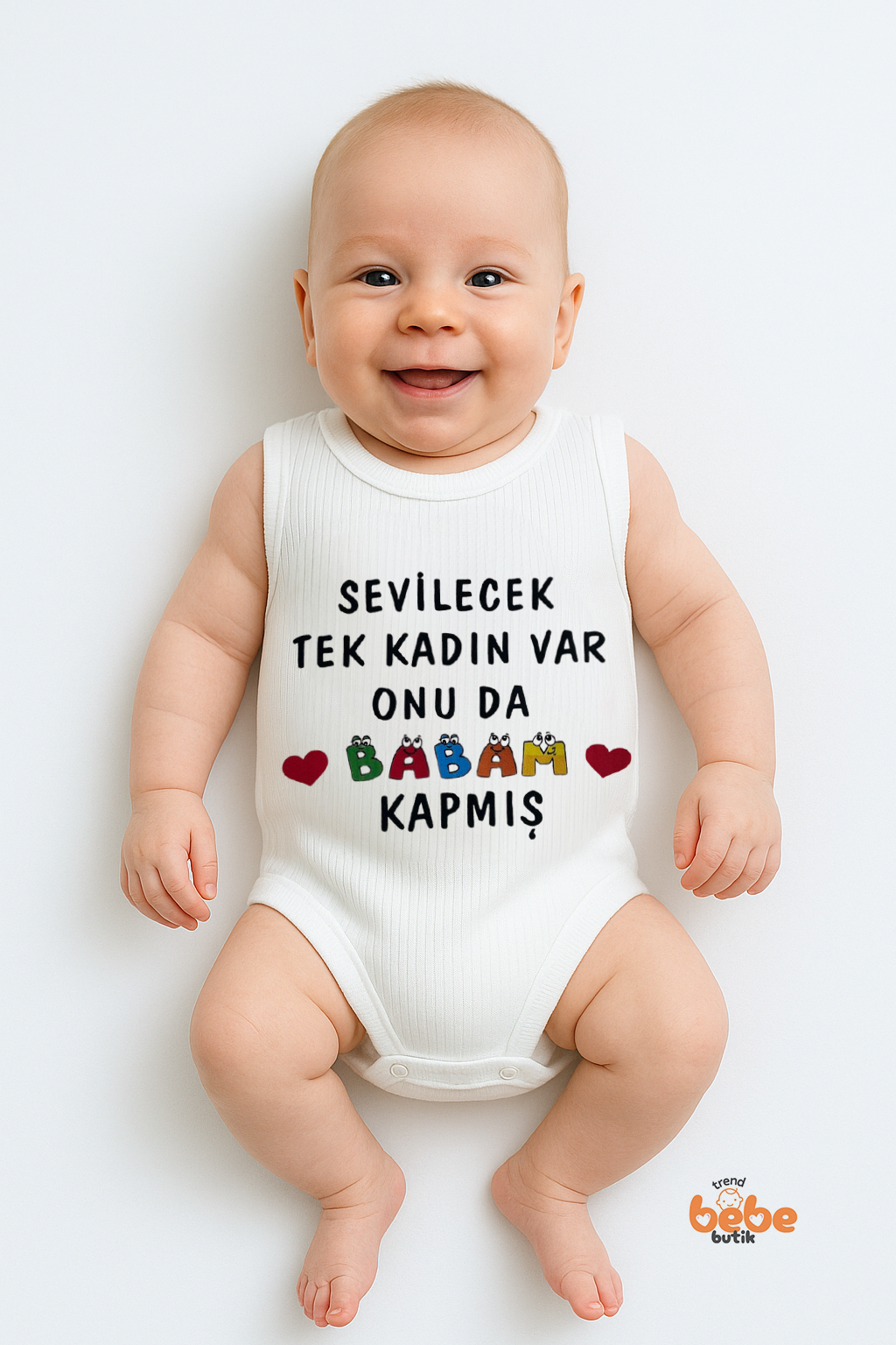 Sevilecek Tek Kadın Var Onu Da Babam Kapmış Yazılı %100 Pamuklu Ribana Tulum Body Zıbın Çıtçıtlı 36 AY