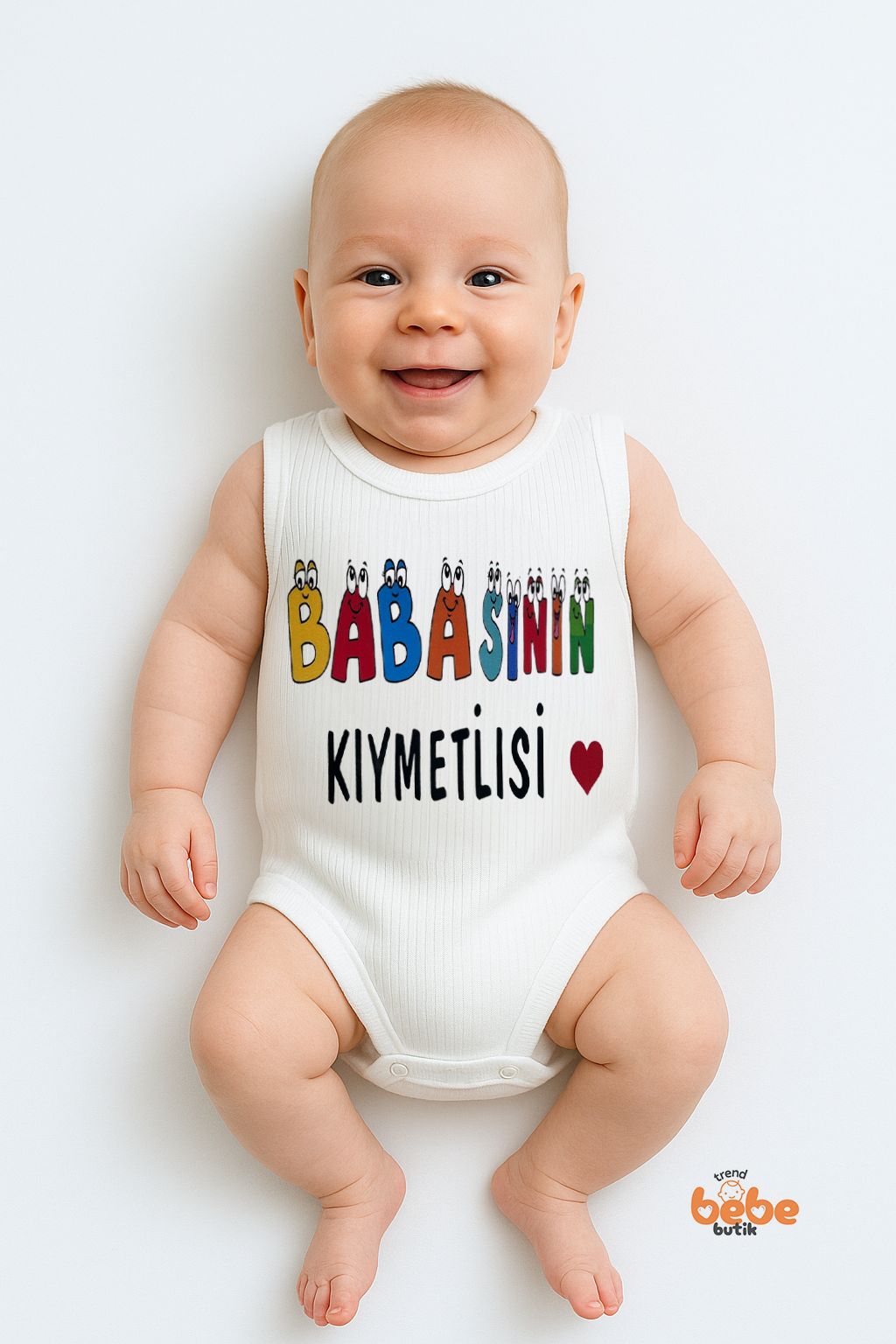 Babasının Kıymetlisi Yazılı %100 Pamuklu Ribana Çıtçıtlı Zıbın Body | 6-36 Ay Bebek Tulum 36 AY