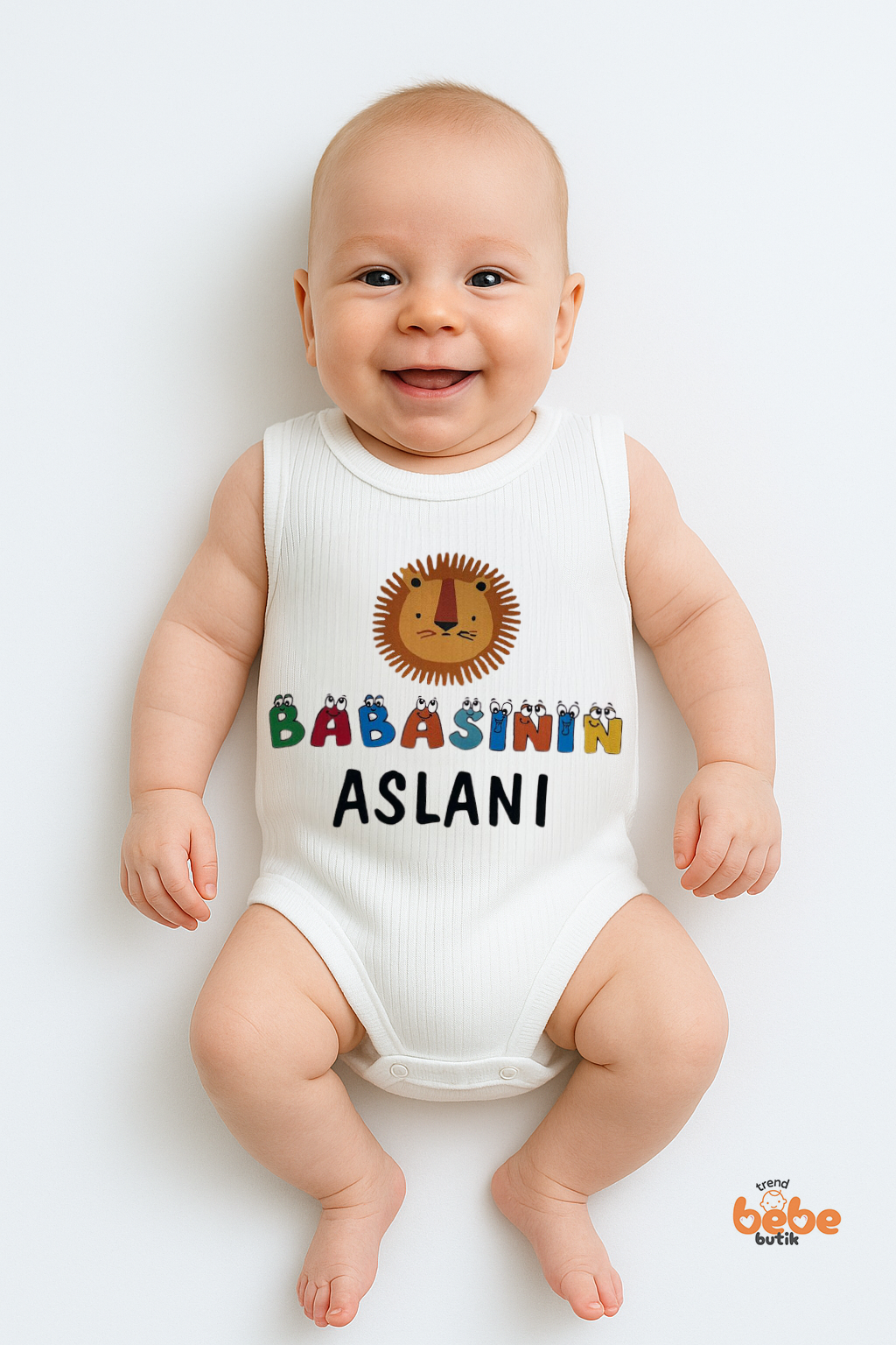Babasının Aslanı Yazılı %100 Pamuklu Ribana Çıtçıtlı Bebek Zıbın Body 6-36 Ay Unisex Tulum 36 AY