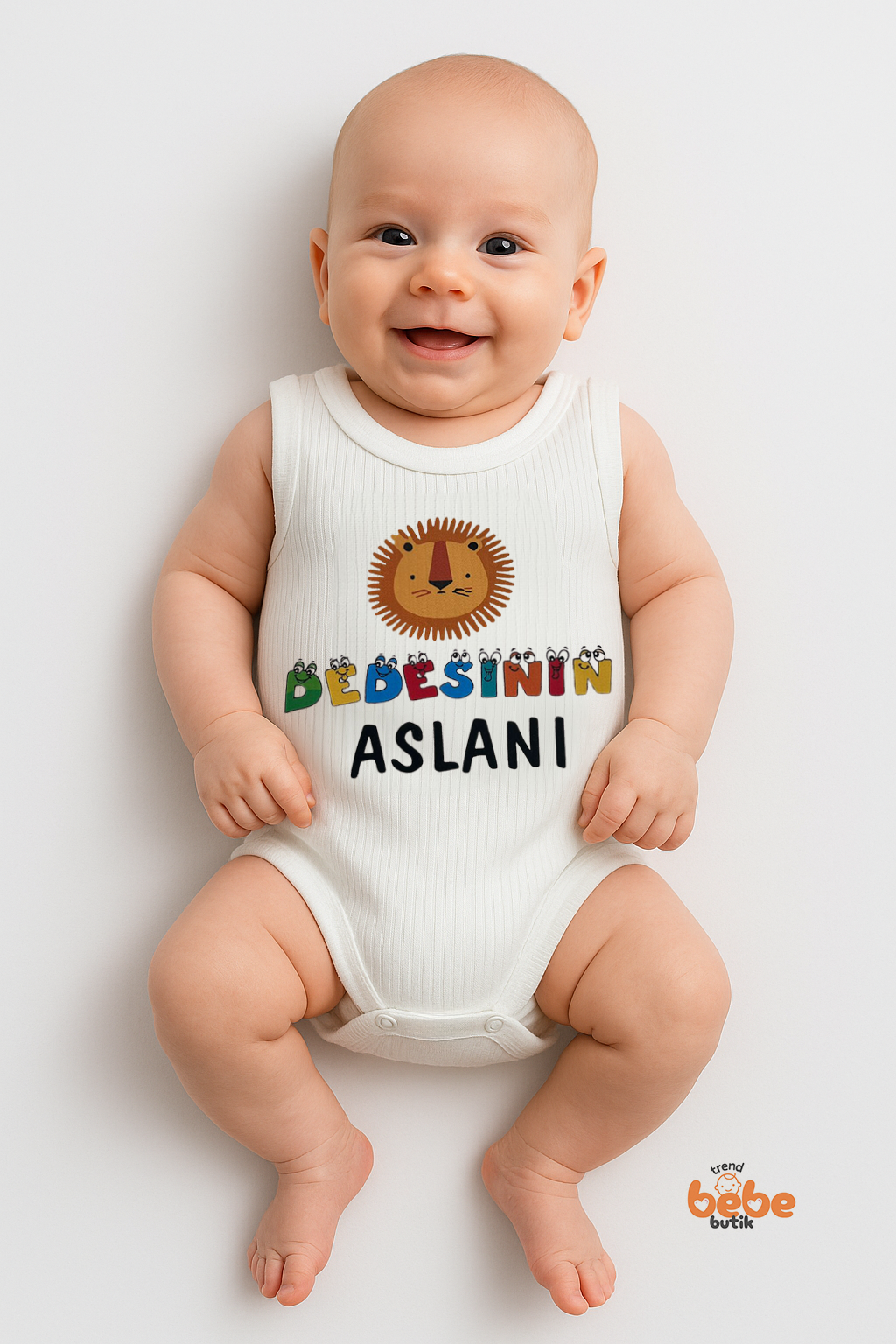 Dedesi'nin Aslanı Baskılı Çıtçıtlı Ribana Bebek Zıbını | %100 Pamuk Body Tulum | 6-36 Ay 36 AY