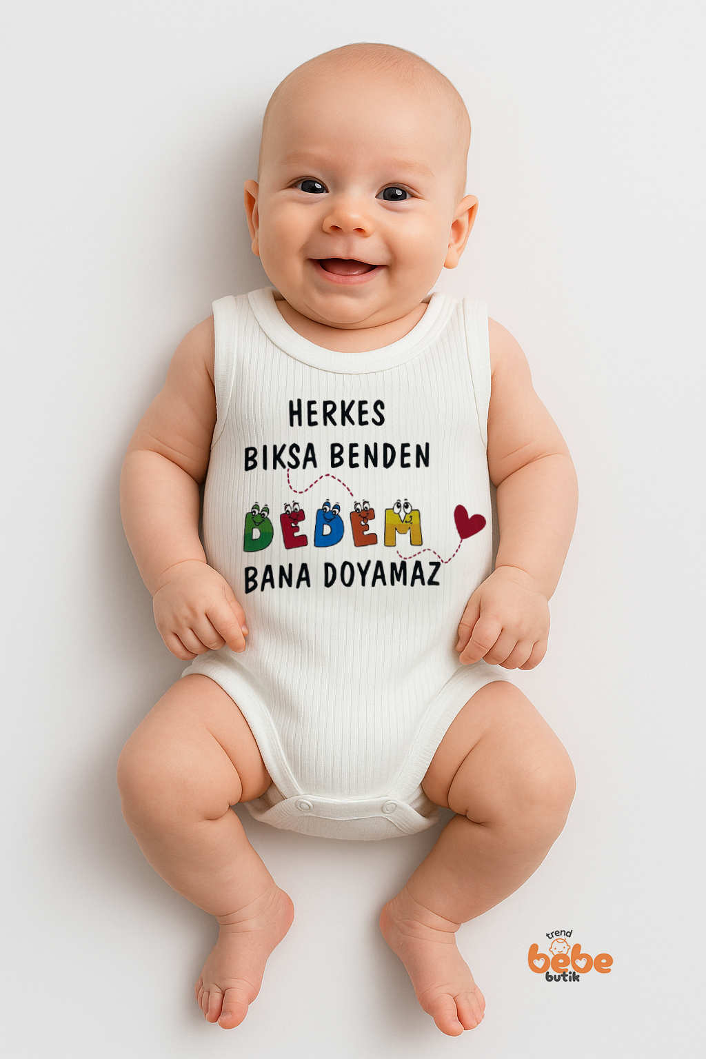 Herkes Bıksa Benden Dedem Bana Doyamaz Yazılı Pamuklu Ribana Çıtçıtlı Zıbın Body Unisex Bebek Tulum 36 AY