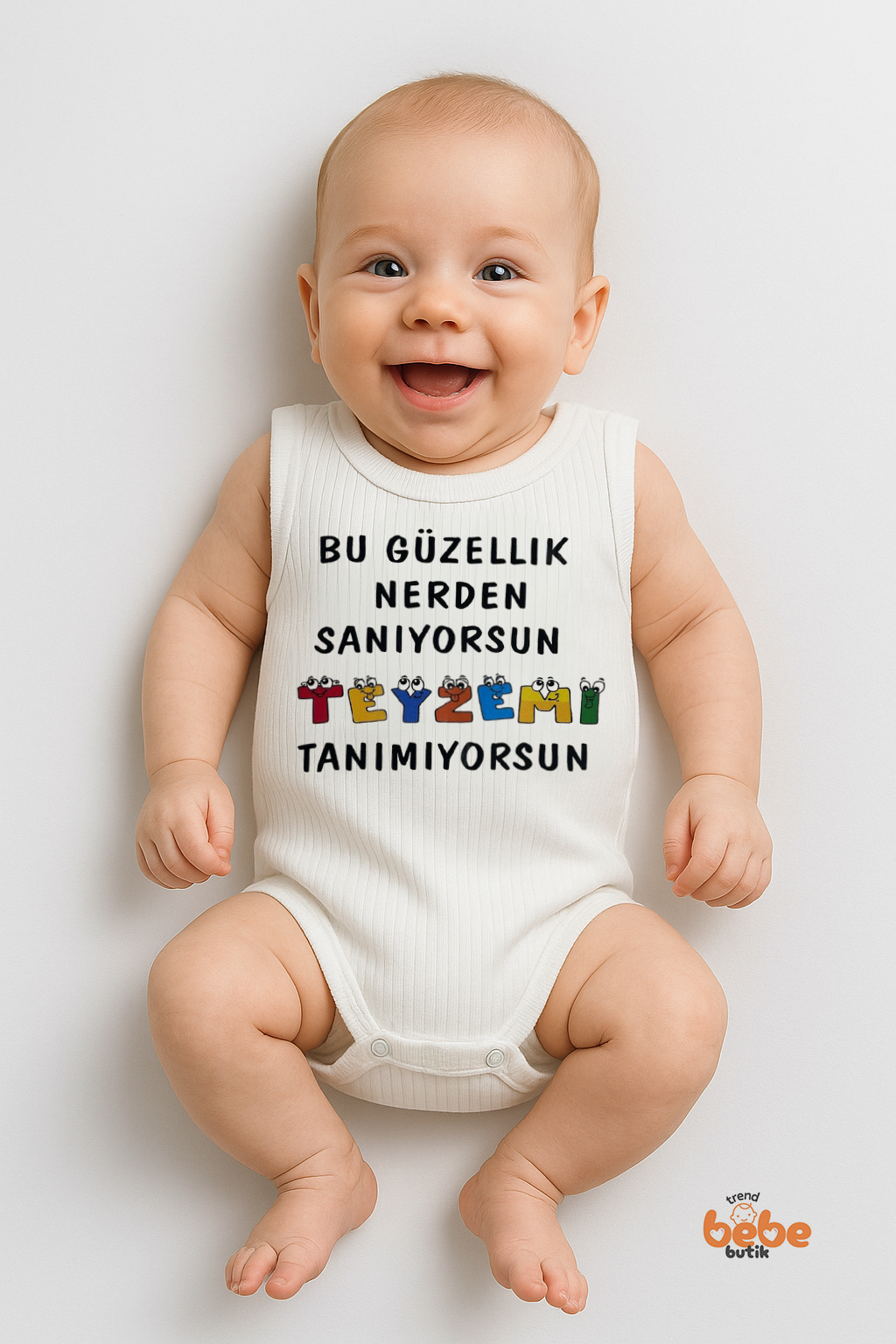 Bu Güzellik Teyzemden Yazılı Çıtçıtlı Ribana Bebek Zıbını | %100 Pamuk Body Tulum | 6-12-18-24-36 Ay 36 AY