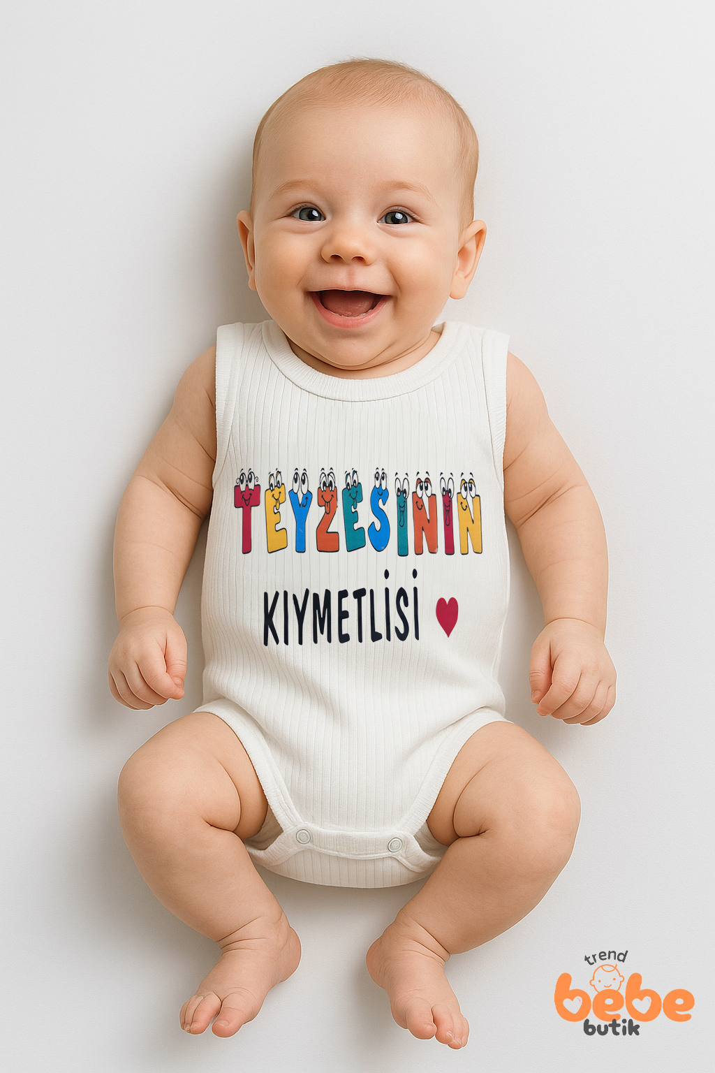 Teyzesinin Kıymetlisi Yazılı Renkli Baskılı Çıtçıtlı Ribana Bebek Zıbını Pamuk Body Tulum 6-36 Ay 36 AY