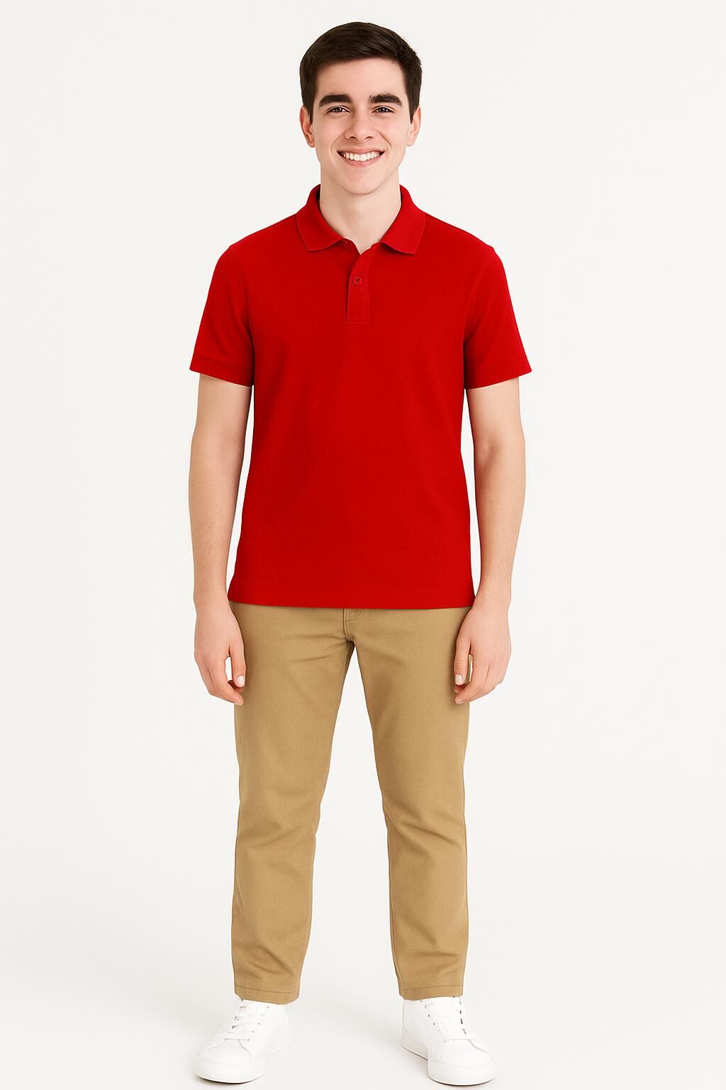 Polo Yaka Tişört %100 Pamuk, Premium Kalite, Düz Renk, Klasik ve Şık Yazlık, Günlük Düz Renk 3XL - KIRMIZI