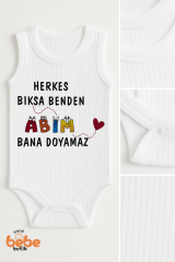 Abim Bana Doyamaz Yazılı Erkek Bebek Atlet Body Ribana Kumaş Çıtçıtlı Yazlık Pamuklu Zıbın 6-36 Ay 36 AY