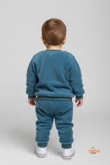 Erkek Çocuk Dinozor Nakışlı 2’li Peluş Polar Pijama Takımı Ev ve Günlük Giyim Seti Eşofman Takımı