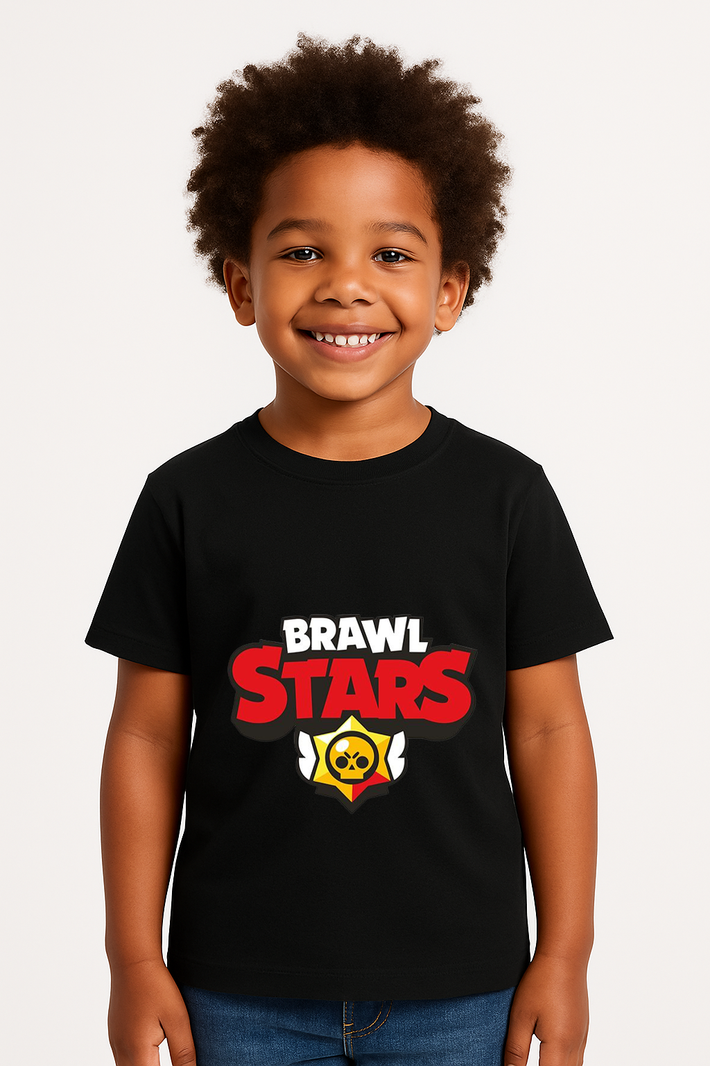 Brawl Stars Erkek Çocuk Tişörtü Renkli Kısa Kollu Pamuklu Yazlık Oyuncu Temalı Tasarım Basic T-Shirt Siyah