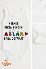 Ablam Bana Doyamaz Yazılı Kız Bebek Çıtçıtlı Zıbın Body | 6-36 Ay | %100 Pamuk Yazlık Atlet Tulum 36 AY