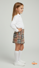 Kız Çocuk Kaşkorşe Ekoseli Şort Etek – Okul & Günlük Giyim Rahat Şık Şort Etek 6 YAŞ