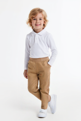 Erkek Çocuk Eşofman Beli Lastikli Eşofman,bej Renk Eşofman Alt, Keten Gabardin Kumaş Okul Eşofman 8-9 Yaş - BEJ