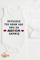 Sevilecek Tek Adamı Annem Kapmış Yazılı Çıtçıtlı Ribana Bebek Zıbını | %100 Pamuk Body Tulum | 6-36 Ay 36 AY