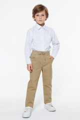 Erkek Çocuk Lastikli Ribana Bel Kanvas Çocuk Pantolonu Okul Pantolonu BEJ - 6-7 Yaş