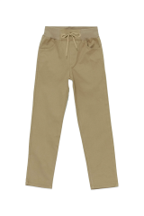 Erkek Çocuk Lastikli Ribana Bel Kanvas Çocuk Pantolonu Okul Pantolonu BEJ - 6-7 Yaş