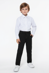 Erkek Çocuk Lastikli Ribana Bel Kanvas Çocuk Pantolonu Okul Pantolonu SİYAH - 10-11 Yaş