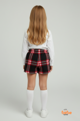 Kız Çocuk Kaşkorşe Ekoseli Şort Etek – Okul & Günlük Giyim Rahat Şık Şort Etek 5 YAŞ