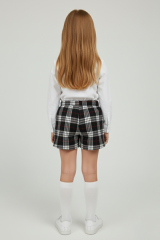 Kız Çocuk Kaşkorşe Ekoseli Şort Etek – Okul & Günlük Giyim Rahat Şık Şort Etek