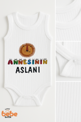 Annesinin Aslanı Yazılı Bebek Çıtçıtlı Zıbın Body | 6-36 Ay | %100 Pamuk Yazlık Atlet Tulum 36 AY