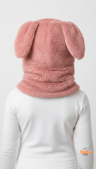 Kız Çocuk Kulaklı Bere Boyunluk Takım – Sevimli Tavşan Desenli Polar Kışlık Şapka & Atkı, 3-12 Yaş