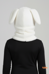 Kız Çocuk Kulaklı Bere Boyunluk Takım – Sevimli Tavşan Desenli Polar Kışlık Şapka & Atkı, 3-12 Yaş