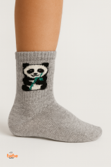 Sevimli Panda Figürlü Çocuk Çorap Pamuklu Günlük ve Okul Çorabı Kız ve Erkek Çocuk Panda Çorap