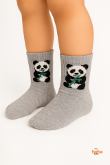 Sevimli Panda Figürlü Çocuk Çorap Pamuklu Günlük ve Okul Çorabı Kız ve Erkek Çocuk Panda Çorap