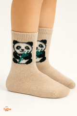 Sevimli Panda Figürlü Çocuk Çorap Pamuklu Günlük ve Okul Çorabı Kız ve Erkek Çocuk Panda Çorap