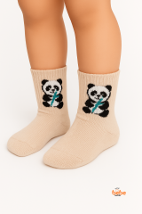 Sevimli Panda Figürlü Çocuk Çorap Pamuklu Günlük ve Okul Çorabı Kız ve Erkek Çocuk Panda Çorap
