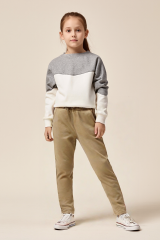 Kız Çocuk Keten Eşofman Altı Rahat ve Şık Lastikli Pantolon Günlük, Okul ve Spor İçin Yumuşak Kumaş BEJ - 6-7 Yaş