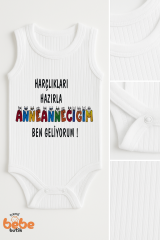 Anneanneciğim Ben Geliyorum Çıtçıtlı %100 Pamuklu Ribana Tulum Body Zıbın 6–36 Ay 36 AY