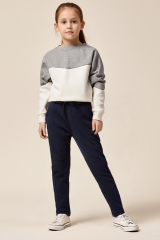 Kız Çocuk Keten Eşofman Altı Rahat ve Şık Lastikli Pantolon Günlük, Okul ve Spor İçin Yumuşak Kumaş LACİVERT - 10-11 Yaş