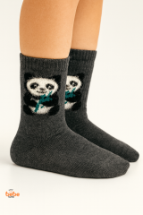 Sevimli Panda Figürlü Çocuk Çorap Pamuklu Günlük ve Okul Çorabı Kız ve Erkek Çocuk Panda Çorap