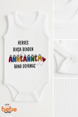Herkes Bıksa Benden Anneannem Bana Doyamaz %100 Pamuklu Ribana Tulum Body Zıbın 6–36 Ay 36 AY