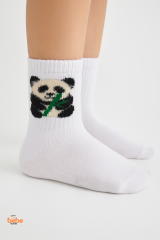 Sevimli Panda Figürlü Çocuk Çorap Pamuklu Günlük ve Okul Çorabı Kız ve Erkek Çocuk Panda Çorap