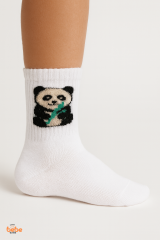 Sevimli Panda Figürlü Çocuk Çorap Pamuklu Günlük ve Okul Çorabı Kız ve Erkek Çocuk Panda Çorap