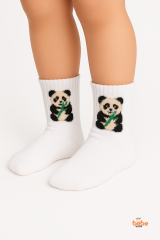 Sevimli Panda Figürlü Çocuk Çorap Pamuklu Günlük ve Okul Çorabı Kız ve Erkek Çocuk Panda Çorap