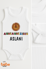 Anneannesinin Aslanı Yazılı %100 Pamuklu Ribana Tulum Body Zıbın Çıtçıtlı 6–36 Ay Unisex 36 AY