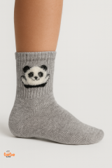 Sevimli Panda Figürlü Çocuk Çorap Pamuklu Günlük ve Okul Çorabı Kız ve Erkek Çocuk Panda Çorap