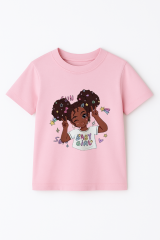 Baby Girl Baskılı Kız Çocuk Tişörtü | Pamuklu Kısa Kollu Yazlık Basic Üst | Rahat Günlük Kullanım Pembe 7-8 Yaş