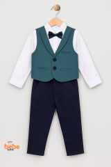 Erkek Çocuk 4’lü Takım Elbise Seti Yelek, Gömlek,Pantolon ve Papyon Düğün,Bayram, Özel Gün Kıyafeti 10 YAŞ