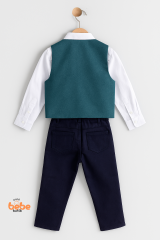 Erkek Çocuk 4’lü Takım Elbise Seti Yelek, Gömlek,Pantolon ve Papyon Düğün,Bayram, Özel Gün Kıyafeti 10 YAŞ