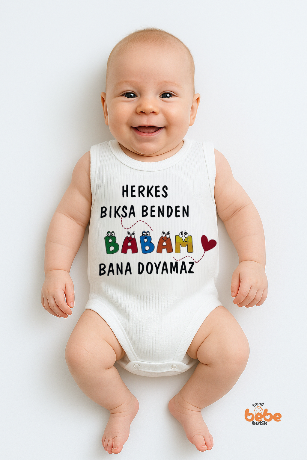 Babam Bana Doyamaz Yazılı %100 Pamuklu Ribana Çıtçıtlı Zıbın Body 6-36 Ay Unisex Bebek Tulum 36 AY