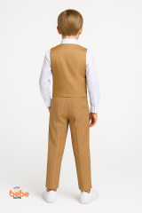 Erkek Çocuk Smokin Takım Elbise Lacivert Çizgili Yelekli, Papyonlu Özel Gün Kıyafeti Düğün,Bayramlık 5 YAŞ