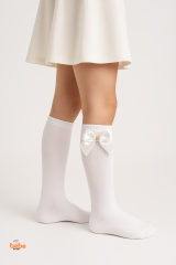 Kız Çocuk Diz Altı Çorap Kurdele ve Taş Detaylı – Okul, Günlük ve Özel Gün Çorabı Rahat Esnek Şık