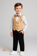 Erkek Çocuk Yelekli Takım Elbise Papyonlu 4’lüSet Gömlek,Pantolon,Yelek Düğün,Sünnet,Bayramlık Takım 10 YAŞ