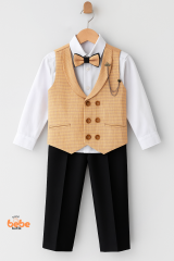 Erkek Çocuk Yelekli Takım Elbise Papyonlu 4’lüSet Gömlek,Pantolon,Yelek Düğün,Sünnet,Bayramlık Takım 10 YAŞ