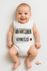 Babaannesinin Kıymetlisi Yazılı %100 Pamuklu Ribana Çıtçıtlı Zıbın Body Unisex Bebek Tulum 6-36 Ay 36 AY