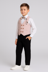 Erkek Çocuk Yelekli Takım Elbise Papyonlu 3’lüSet Gömlek,Pantolon,Yelek Düğün,Sünnet,Bayramlık Takım 10 YAŞ